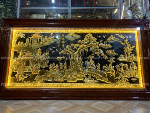 Tranh Đồng Vinh Quy Bái Tổ Kích Thước 230*120Cm Khảm Tam Khí