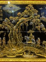 Tranh Đồng Vinh Quy Bái Tổ Kích Thước 197*107 Cm Nền Đen
