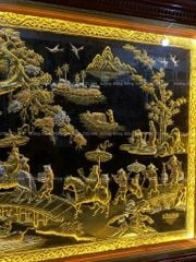 Tranh Đồng Vinh Quy Bái Tổ Kích Thước 197*107 Cm Nền Đen