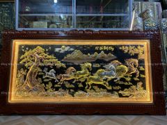 Tranh Đồng Mã Đáo Thành Công 170*90 Cm Khung Sồi Đục Hoa Tây