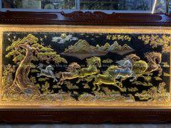 Tranh Đồng Mã Đáo Thành Công 197*107 Cm Khung Sồi Đục Hoa Tây
