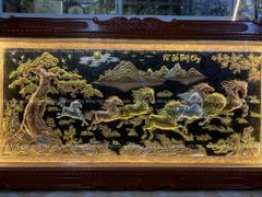 Tranh Đồng Mã Đáo Thành Công 170*90 Cm Khung Sồi Đục Hoa Tây
