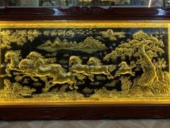 Tranh Đồng Mã Đáo Thành Công 230*120Cm Nền Đen Cạo Xước Khung Hoa Tây