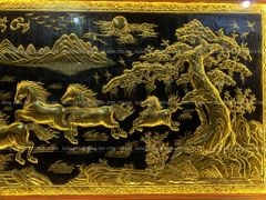 Tranh Đồng Mã Đáo Thành Công 170*90 Cm Nền Đen Cạo Xước Khung Hoa Tây