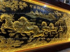 Tranh Đồng Mã Đáo Thành Công 170*90 Cm Nền Đen Cạo Xước Khung Hoa Tây