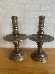 Bộ Tam Sự Nến Bằng Đồng Vàng Song Long Chầu Nguyệt Màu Hai Công Nghệ Cao 60 Cm