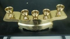 Bộ Ngũ Sự Bằng Đồng Cát Tút Song Long Chầu Nguyệt Cao 60 Cm + Đèn Cao 45cm Catut + Ngai 5 Chén