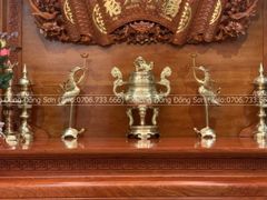 Bộ Ngũ Sự Bằng Đồng Cát Tút Hoa Sòi Cao 60 Cm