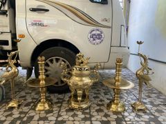 Bộ Ngũ Sự Bằng Đồng Cát Tút Song Long Chầu Nguyệt Cao 50 Cm
