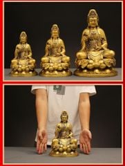 Tượng Đồng Phật Quan Âm Cao 28cm - Đồng vàng (MS2)