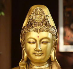 Tượng Đồng Phật Quan Âm Cao 20cm - Đồng vàng (MS5)
