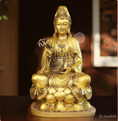 Tượng Đồng Phật Quan Âm Cao 32cm - Đồng vàng (MS7)