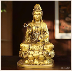Tượng Đồng Phật Quan Âm Cao 50cm - Đồng vàng (MS8)