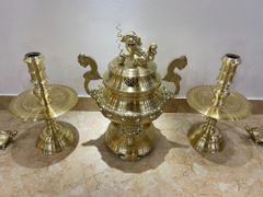 Bộ Tam Sự Nến Bằng Đồng Cát Tút Hoa Sòi Cao 50 Cm