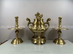 Bộ Tam Sự Nến Bằng Đồng Cát Tút Hoa Sòi Cao 50 Cm