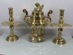 Bộ Tam Sự Nến Bằng Đồng Cát Tút Hoa Sòi Cao 50 Cm