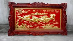 Tranh Đồng Mã Đáo Thành Công 88*155 Cm Nền đỏ mạ vàng 24k