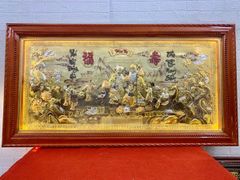 Tranh Mừng Thọ Bằng Đồng Nền Vàng Kích Thước 170*90 Cm