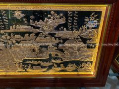 Tranh Cội Nguồn Quê Hương Đồng Đỏ Nền Đen Kích Thước 170*90 Cm