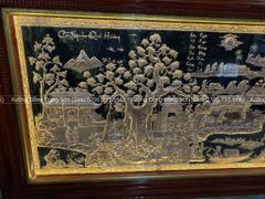 Tranh Cội Nguồn Quê Hương Đồng Đỏ Nền Đen Kích Thước 170*90 Cm