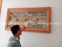 Tranh Đồng Quê Nền Giả Cổ Kích Thước 170*90 Cm