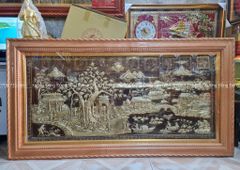 Tranh Đồng Quê Nền Giả Cổ Kích Thước 197*107 Cm