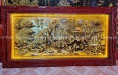 Tranh Đồng Quê Nền Vàng Cạo Xước Kích Thước 170*90 Cm