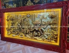 Tranh Đồng Quê Nền Vàng Cạo Xước Kích Thước 170*90 Cm
