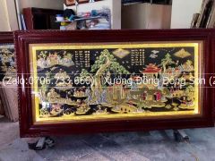 Tranh Đồng Quê Nền Đen Vẽ Màu Kích Thước 170*90 Cm