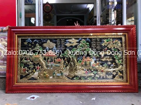 Tranh Đồng Quê Nền Đen Vẽ Màu Kích Thước 197*107 Cm