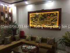 Tranh Đồng Quê Nền Đen Vẽ Màu Kích Thước 170*90 Cm