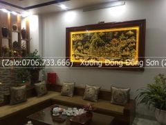 Tranh Đồng Quê Nền Đen Vẽ Màu Kích Thước 230*120 Cm