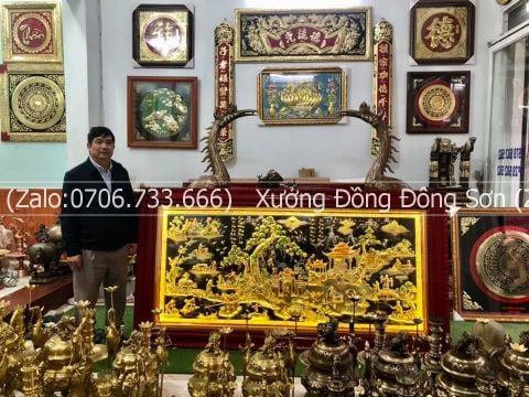 Tranh Đồng Quê Nền Đen Vẽ Màu Kích Thước 230*120 Cm