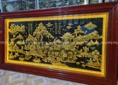 Tranh Đồng Quê Nền Đen Dát Vàng Kích Thước 197*107 Cm