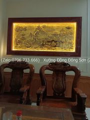 Tranh Đồng Quê Nền Giả Cổ Khung Đục Kích Thước 230*120 Cm