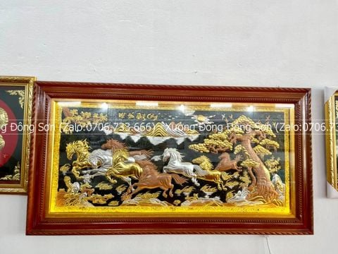 Tranh Đồng Mã Đáo Thành Công 197*107 Cm Khung Sồi Trơn