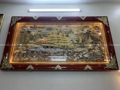 Tranh Đồng Thuận Buồm Xuôi Gió 170*90 Cm Nền Vàng Cạo Xước