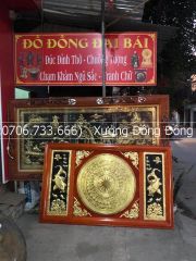 Tranh Trống Đồng Đôi Cá Chép Kích Thước 197*117 Cm Khung Chữ Nhật