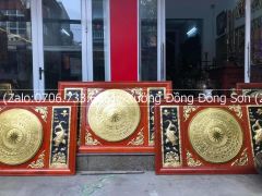 Tranh Trống Đồng Đôi Cá Chép Kích Thước 197*117 Cm Khung Chữ Nhật