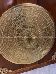 Tranh Trống Đồng Khung Gỗ Gõ Dát Vàng Kích Thước 107*107 Cm Khung Vuông