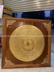 Tranh Trống Đồng Khung Gỗ Gõ Dát Vàng Kích Thước 107*107 Cm Khung Vuông