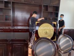 Tranh Trống Đồng Dát Vàng Kích Thước 155*135 Cm Khung Chữ Nhật