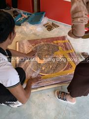 Tranh Trống Đồng Đỏ Đúc Có Bản Đồ Kích Thước 90*90 Cm Khung Vuông