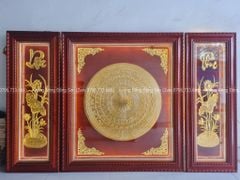 Tranh Trống Đồng Hoa Sen Lôc Phúc 2 Bên Rời Khung Chữ Nhật