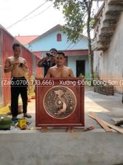 Tranh Trống Đồng Đỏ Đúc Có Bản Đồ Khung Hương Kích Thước 90*90 Cm Khung Vuông