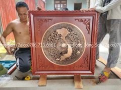 Tranh Trống Đồng Đỏ Đúc Có Bản Đồ Khung Hương Kích Thước 90*90 Cm Khung Vuông