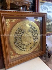 Tranh Trống Đồng Mặt Gò Có Kính Kích Thước 55*55 Cm Khung Vuông