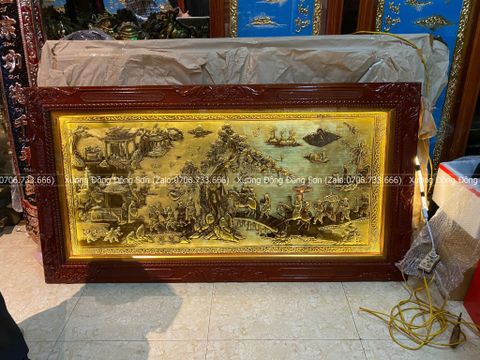 Tranh Đồng Vinh Quy Bái Tổ Kích Thước 197*107 Cm Nền Giả Cổ