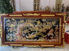 Tranh Đồng Vinh Hoa Phú Quý Kích Thước 170*90 Cm Khung Hoa Tây Dát Vàng