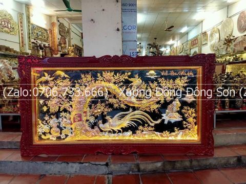 Tranh Đồng Vinh Hoa Phú Quý Kích Thước 170*90 Cm Khung Đục Hoa Tây